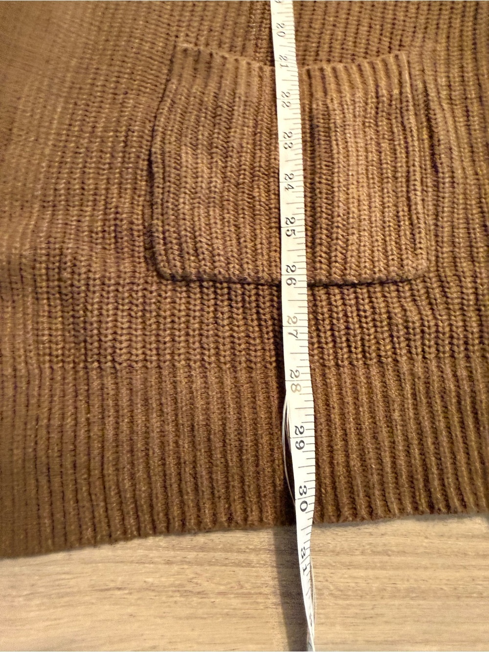 Express Open-Front Brown Ribbed Cardigan with Pockets - Picture 6 of 6